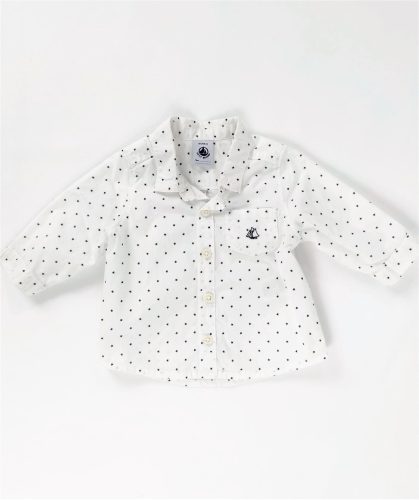 Chemise blanche à étoiles Fille ou Garçon 3 mois Petit Bateau