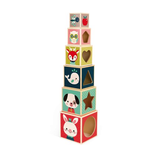 Pyramide 6 cubes Baby Forest MULTICOLORE Janod