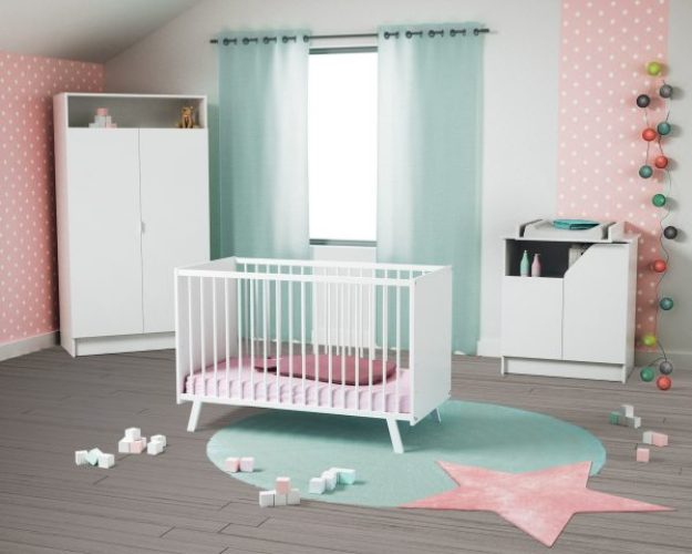 Chambre Complète avec lit bébé Blanche Carnaval AT4