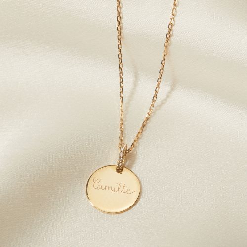 Personalised 9 Carat Gold Diamond Disc Necklace