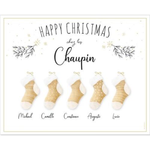 Affiche Famille Chaussettes de Noël personnalisable (40 x 50 cm)