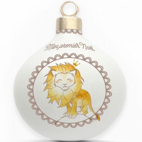 Boule en porcelaine Mon premier Noël Lion