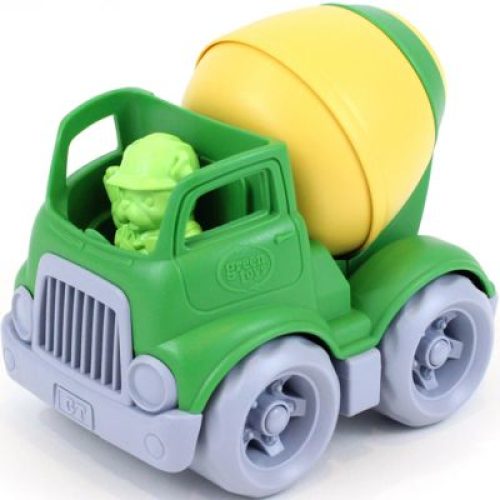 Camion de construction mélangeur vert et jaune