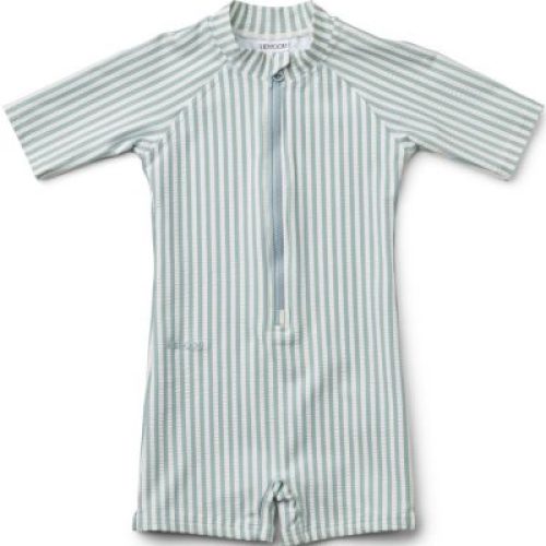 Combinaison maillot de bain rayé bleu et blanc (2-3 ans)