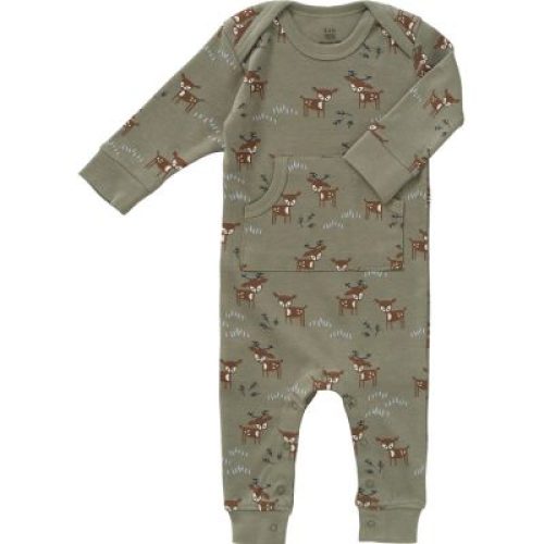 Combinaison pyjama en coton bio Deer olive (3-6 mois : 60 à 67 cm)