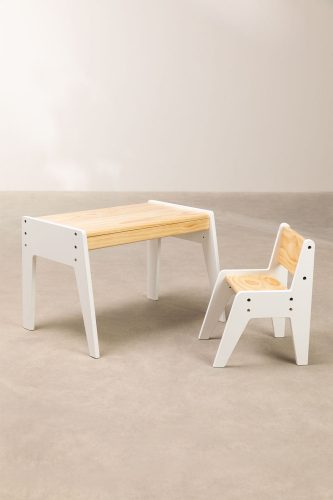 Ensemble avec une table et une chaise en bois Blaby Kids