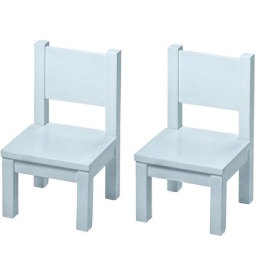 Lot de 2 chaises enfant en bois massif bleu gris