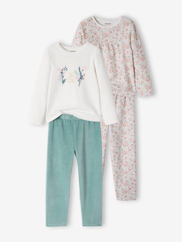 lot-de-2-pyjamas-fille-fleuris-en-velours