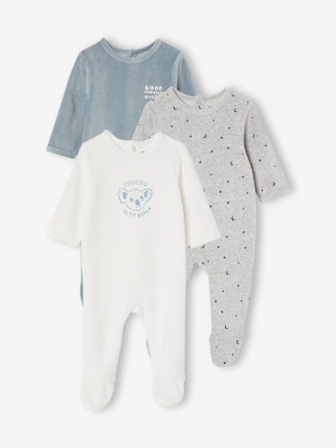 lot-de-3-pyjamas-en-velours-bebe-ouverture-dos-basics