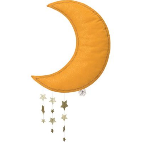 Mobile décoratif Lune avec étoiles jaune et doré