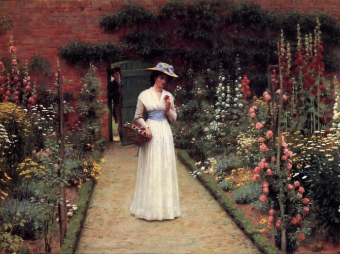 Puzzle Edmund Blair Leighton : Lady in a Garden Grafika