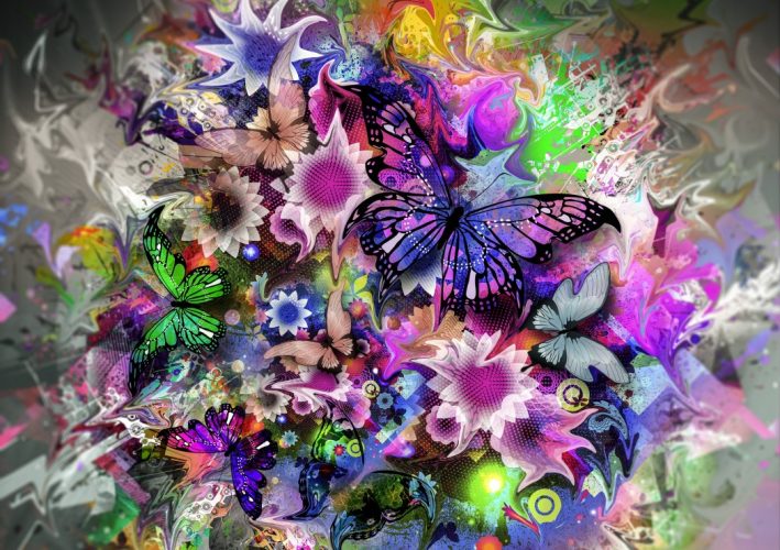 Puzzle Fleurs et Papillons Grafika