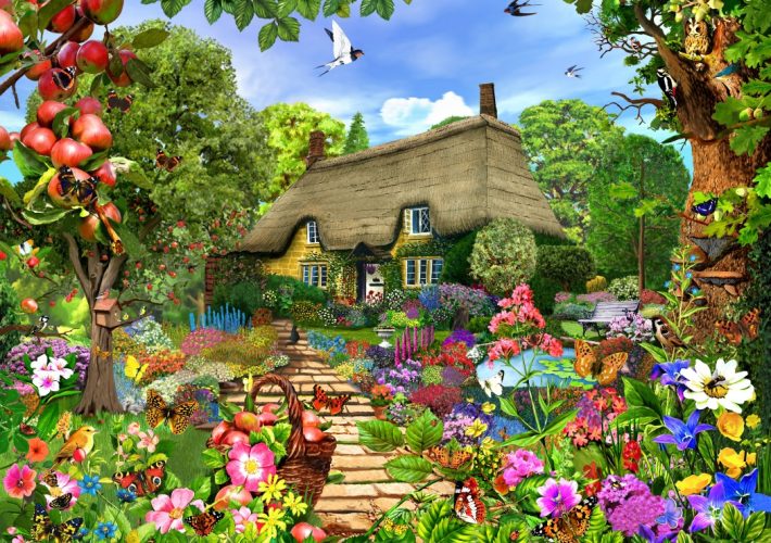 Puzzle English Cottage Garden Bluebird Puzzle