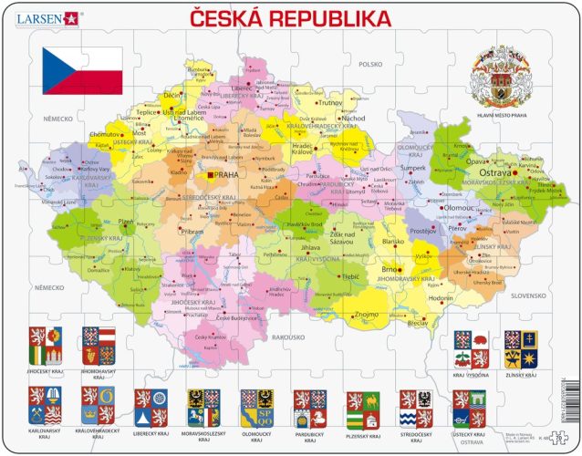 Puzzle Cadre - Carte de la République Tchèque (en Tchèque)