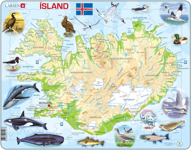 Puzzle Cadre - Carte de l'Islande (en Islandais) Larsen