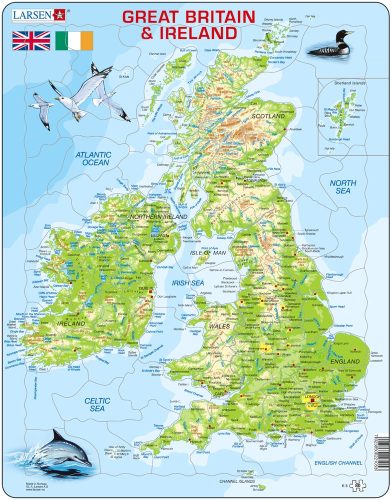 Puzzle Cadre - Carte du Royaume Uni (en Anglais) Larsen
