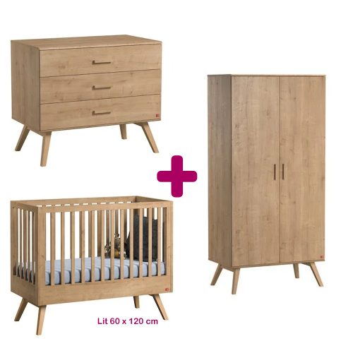 Chambre bébé complète Nautis lit 60x120, commode, armoire Vox BEBE
