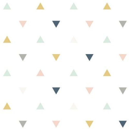 Papier peint motif triangles rose moutarde gris (10 m)