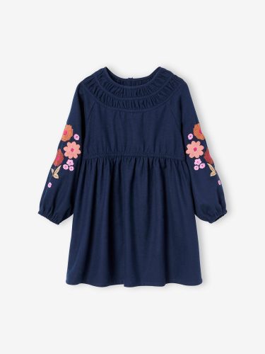 robe-manches-longues-brodees-fleurs-fille